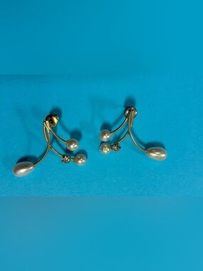 Elegant Grey Pearl Branch Drop Earrings - Women Jewelry